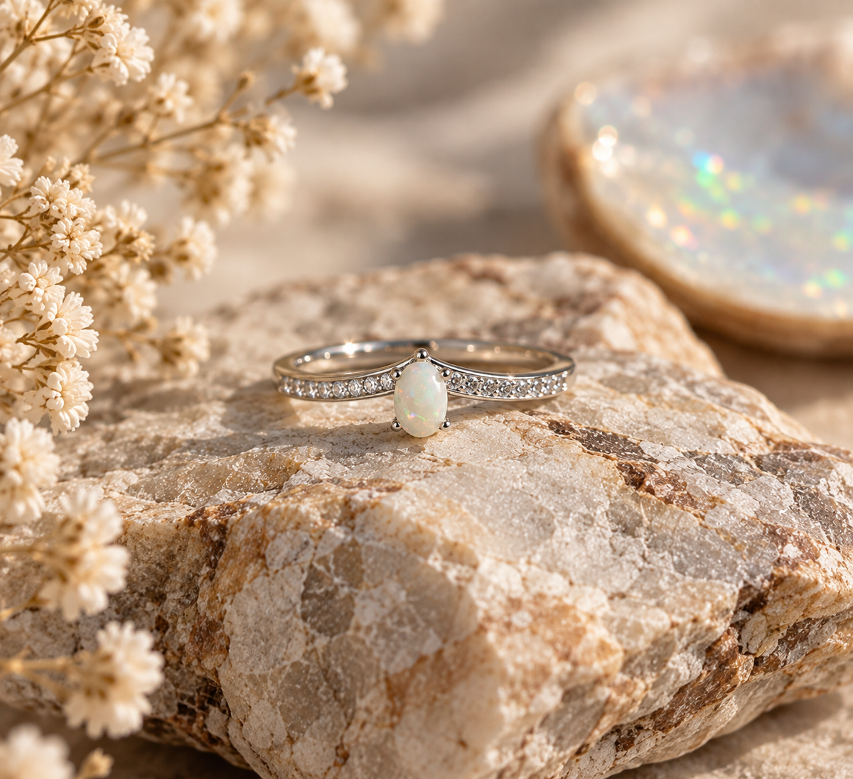 The Elara – Australian Opal Sterling Silver Ring | Pear Opal Ring