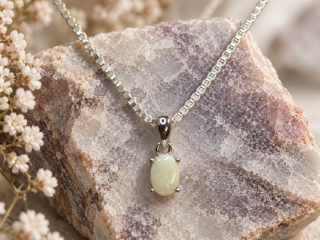 The Willow – Solid Australian Opal Pendant Necklace