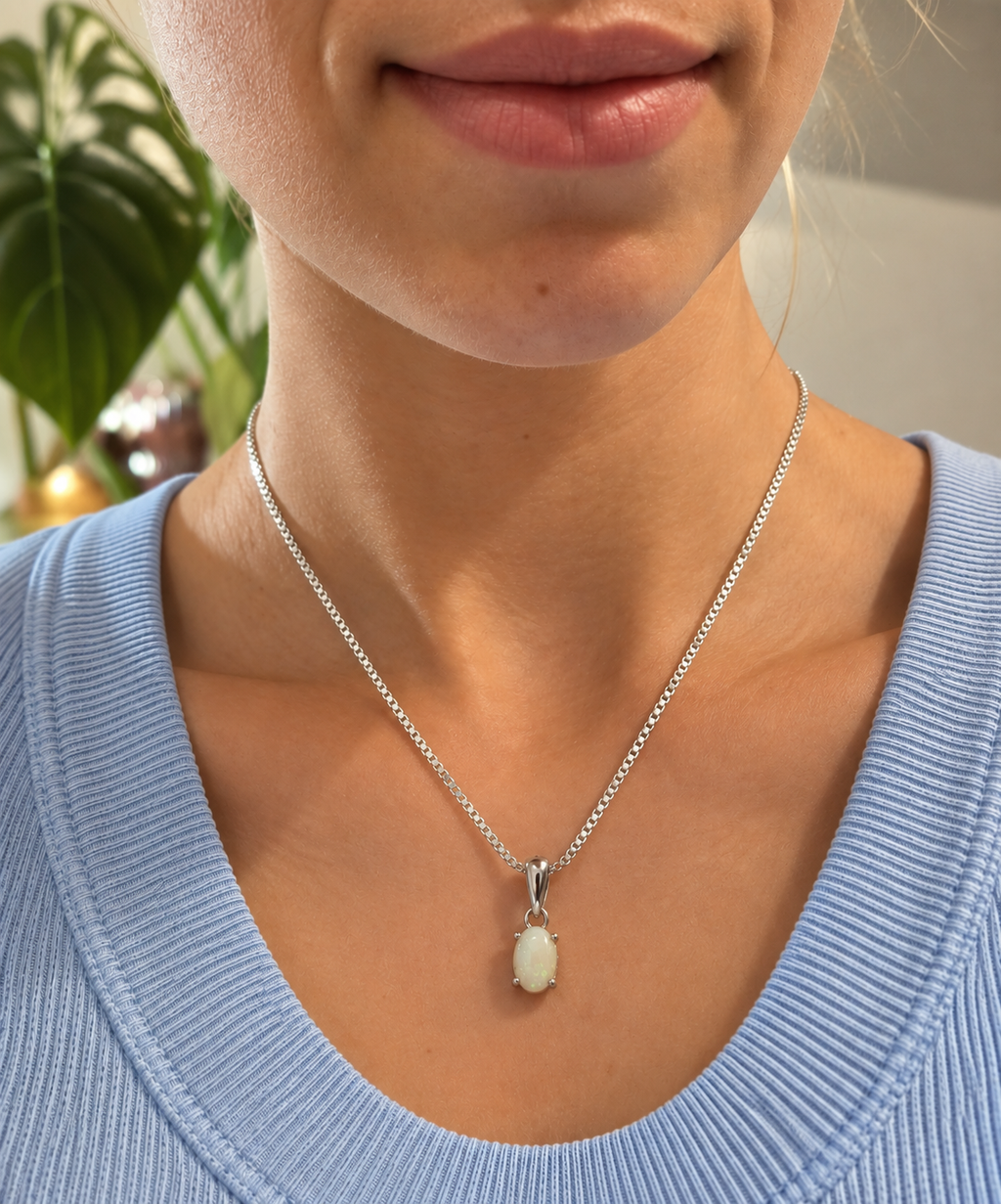 The Willow – Solid Australian Opal Pendant Necklace