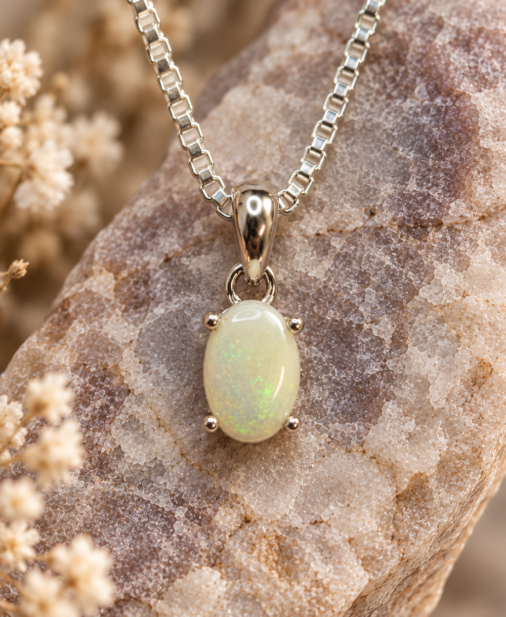 The Willow – Solid Australian Opal Pendant Necklace