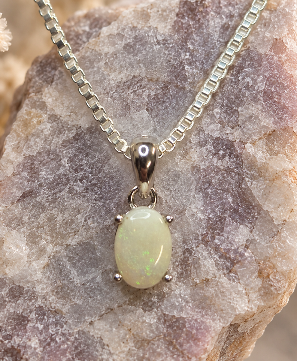 The Willow – Solid Australian Opal Pendant Necklace