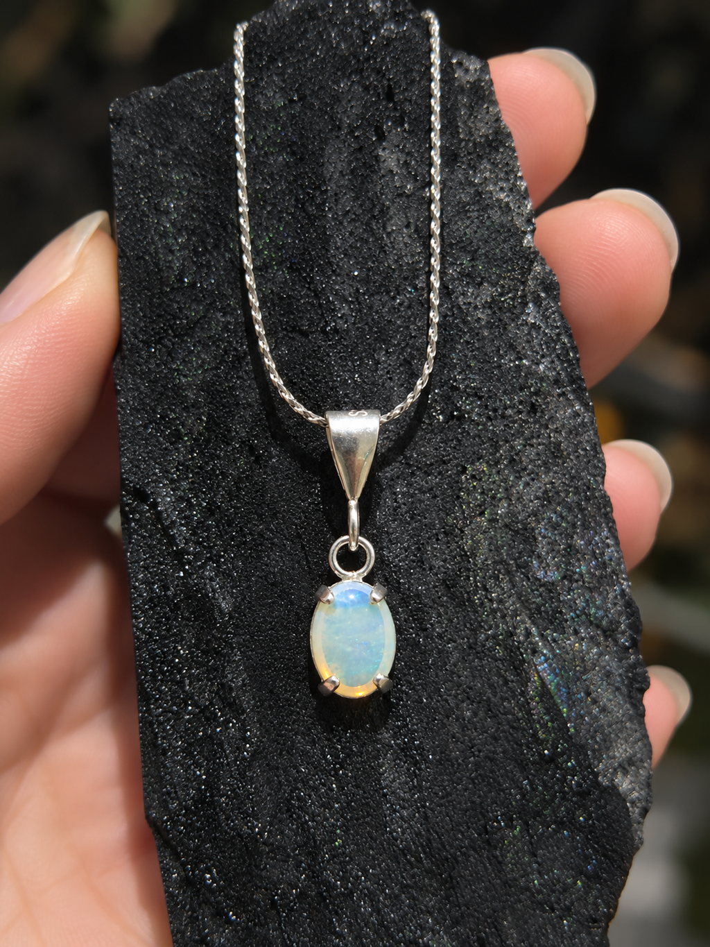 Northern Light — Lightning Ridge Crystal Opal Pendant