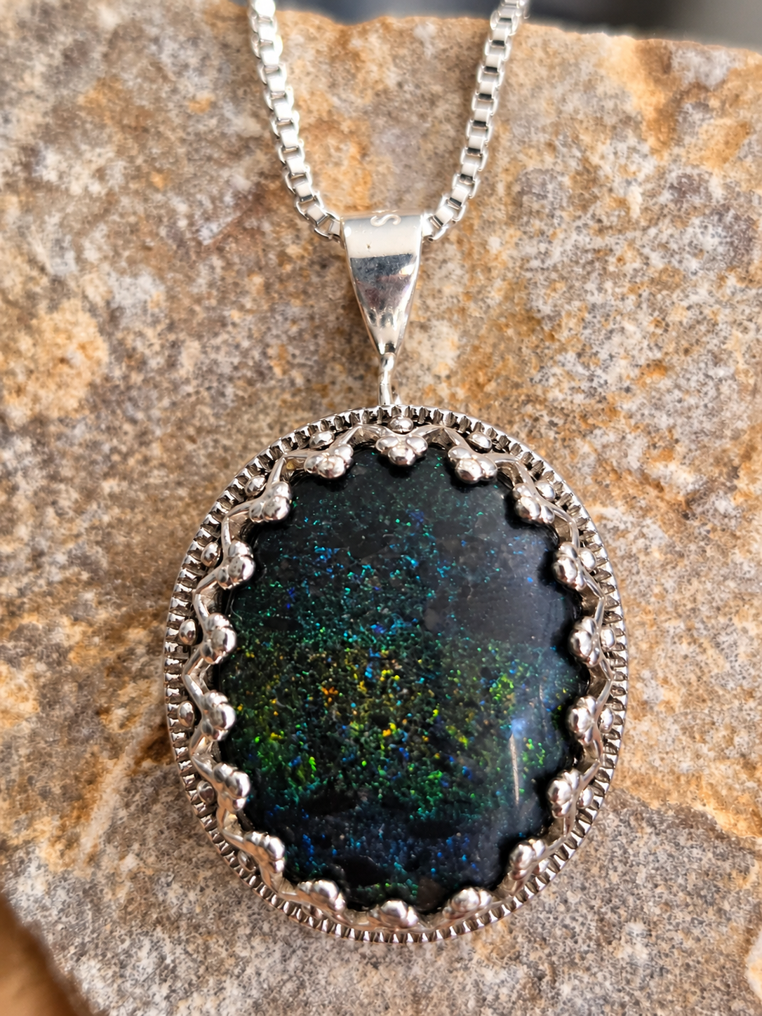 The Earthfire — Australian Andamooka Matrix Opal Necklace