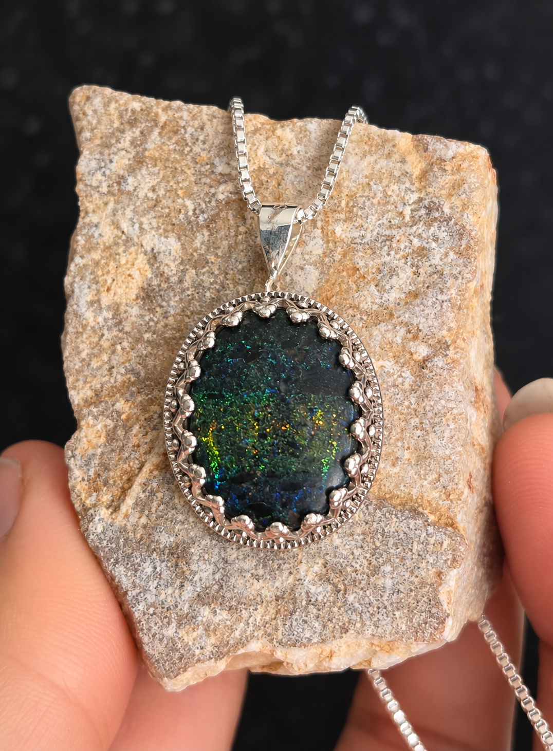 The Earthfire — Australian Andamooka Matrix Opal Necklace
