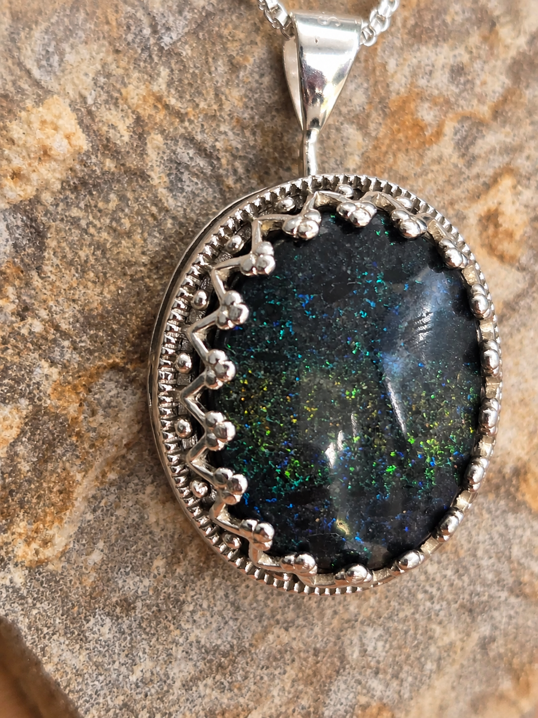 The Earthfire — Australian Andamooka Matrix Opal Necklace